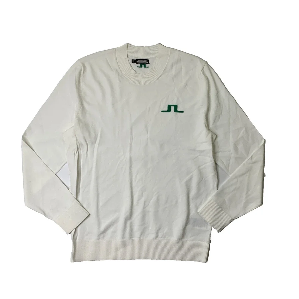J Lindeberg Sweater Mens XL White Gus Knitted Viscose Nylon Blend Pullover Crew